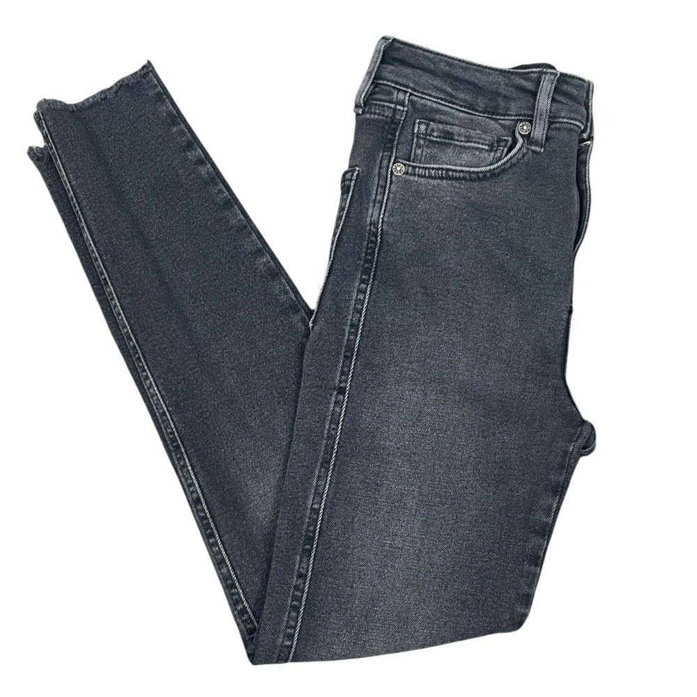 We The Free Skinny Jeans Women 26 Faded Black Excellent High Rise Raw Hem - Picture 7 of 13